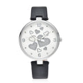 STRADA Austrian Crystal Japanese Movement Watch in Silvertone with Black Vegan Leather Strap - Sticky add to cart bar