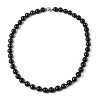 401 ctw Natural Shungite Beads Necklace 20 Inches in Sterling Silver with Magnet Lock