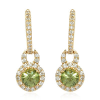 ILIANA 1.45 ctw AAA Demantoid Garnet and Diamond G-H SI Dangle Hugie Hoop Earrings in 18K Yellow Gold 3.81 Grams