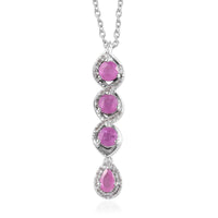 1.65 ctw Ilakaka Hot Pink Sapphire and Natural White Zircon Pendant Necklace 20 Inch in Platinum Over Sterling Silver