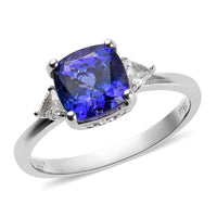 Rhapsody 950 Platinum AAAA Tanzanite and E-F VS1 Diamond Ring (Size 5.0) 4.30 Grams 2.85 ctw