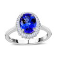 Rhapsody 950 Platinum AAAA Tanzanite, Diamond (E-F, VS1) (0.35 cts) Halo Ring (Size 10.0) (4.80 g) 3.00 ctw - Sticky add to cart bar