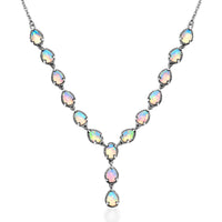 6.85 ctw Ethiopian Welo Opal Necklace 18 Inch in Platinum Over Sterling Silver