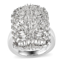 Diamond Cluster Ring in Platinum Over Sterling Silver 1.00
