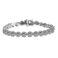 Diamond Bracelet in Platinum Over Sterling Silver| Silver Cluster Bracelet| Wedding Gifts (7.25 In) 1.00 ctw