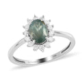 LUXORO 14K White Gold AAA Narsipatnam Alexandrite and G-H I3 Diamond Sunburst Ring 1.90 Grams 1.04 ctw - Sticky add to cart bar