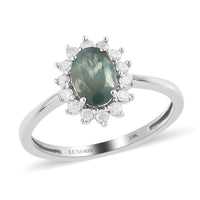 LUXORO 14K White Gold AAA Narsipatnam Alexandrite and G-H I3 Diamond Sunburst Ring 1.90 Grams 1.04 ctw