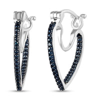 Blue Diamond Accent Earrings in Blue Rhodium and Platinum Over Sterling Silver