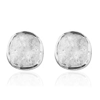 Artisan Crafted Polki Diamond Solitaire Stud Earrings in Sterling Silver 0.50 ctw
