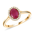 ILIANA 18K Yellow Gold AAA Ruby and Diamond G-H SI Halo Ring 3.34 Grams 1.50 ctw - Sticky add to cart bar