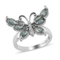 Narsipatnam Alexandrite and Natural White Zircon Butterfly Ring in Platinum Over Sterling Silver 1.10 ctw - Sticky add to cart bar