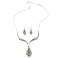 SANTA FE Style Kingman Turquoise Earrings and Necklace 16-18 Inches in Sterling Silver 39.4 Grams 22 ctw - Sticky add to cart bar