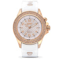 KYBOE! Radiant Charm Japanese Movement 40mm Watch White Crystal in ION Plated RG Stainless Steel with Nude Silicone Band - Sticky add to cart bar