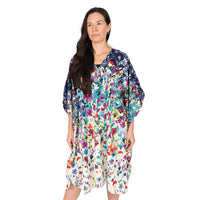 WINLAR Multi Spring Floral V-Neck Short Kaftan (One Size Fits Most)