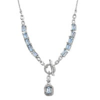 6.45 ctw Espirito Santo Aquamarine and Natural White Zircon Necklace 18 Inch in Platinum Over Sterling Silver 7.75 Grams