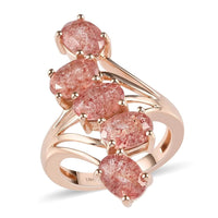 Natural Tanzanian Natronite 5 Stone Floral Bypass Ring in Vermeil RG Over Sterling Silver, Engagement Rings For Women 3.60 ctw