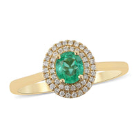 Iliana 18K Yellow Gold AAA Boyaca Colombian Emerald and Diamond G-H SI Ring (Size 10.0) 3.69 Grams 0.80 ctw