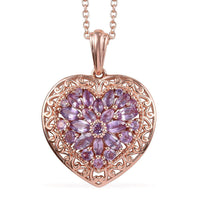 2.57 ctw Madagascar Purple Sapphire Pendant Necklace 20 Inch in Vermeil RG Over Sterling Silver 6.31 Grams
