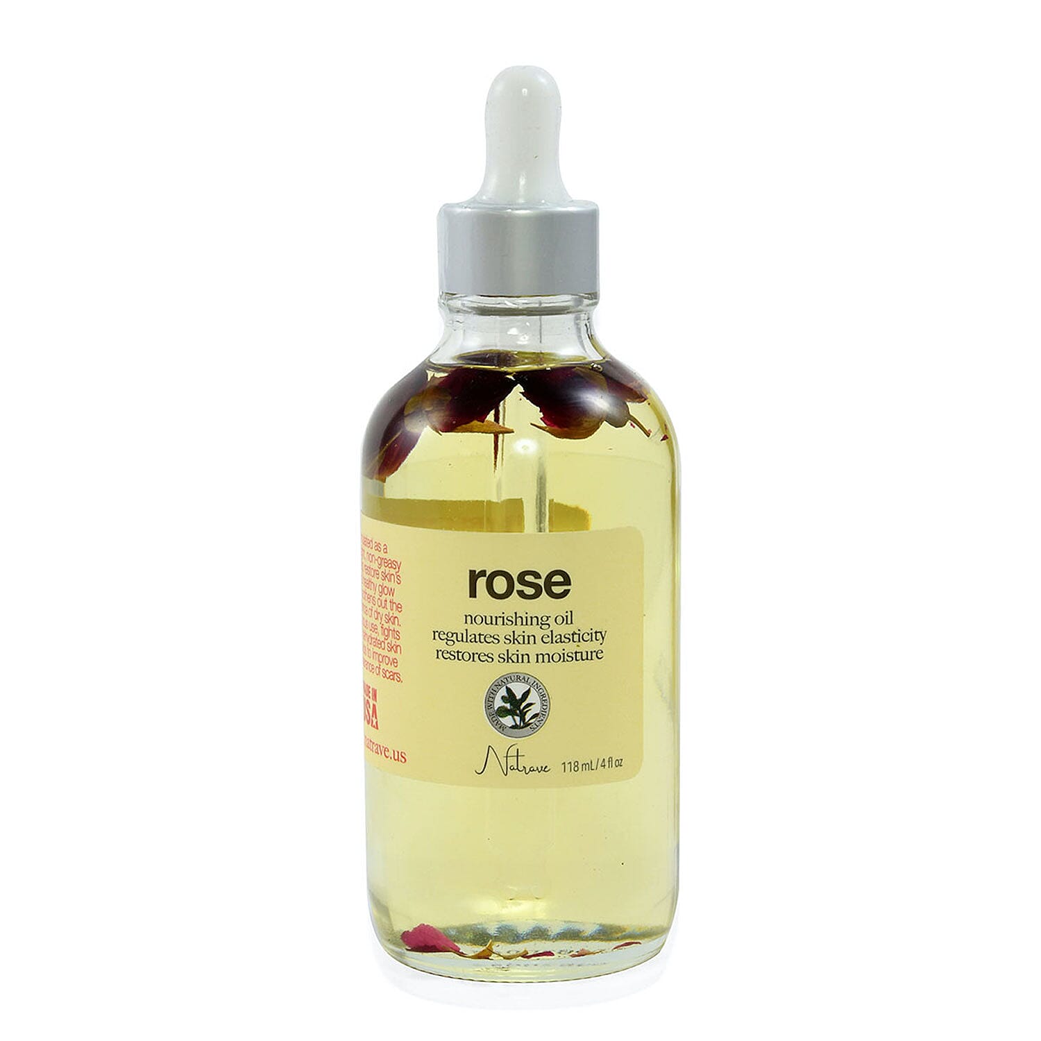 NATRAVE Rose Hydrating Body Oil 4 fl. oz (Made in USA)