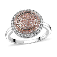 0.50 ctw Natural Pink Diamond, Diamond Ring in Rhodium & Platinum Over Sterling Silver