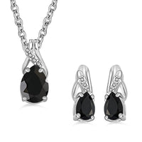 Amethyst Earrings and Pendant Necklace 20 Inches in Sterling Silver and Stainless Steel 1.70 ctw