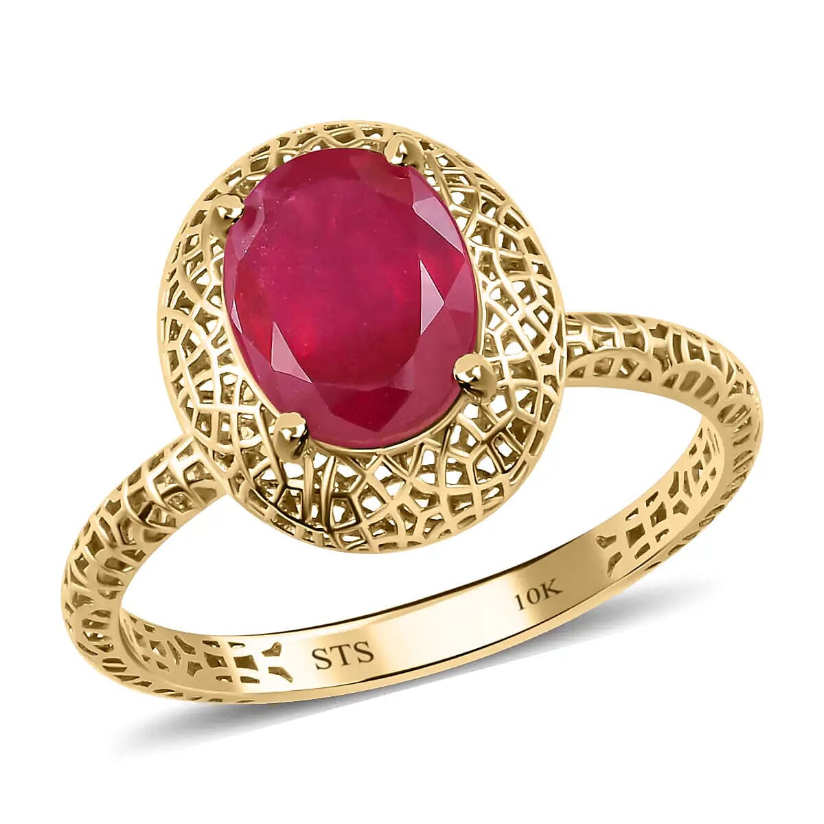 MIRAGE COLLECTION Premium Niassa Ruby (FF) Ring in 10K Yellow Gold 3.90 ctw