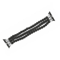 Shungite Beaded Stretch Three Row Smart Watch Strap (Approx 100ctw)