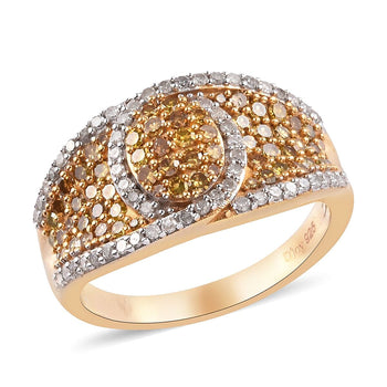 1.50 ctw Yellow Diamond and Diamond Ring in Vermeil Yellow Gold Over Sterling Silver (Size 9.0) - Product card gallery slide 1 (10176399638841)