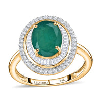 LUXORO 14K Yellow Gold AAA Grandidierite and G-H I2 Diamond Cocktail Ring 3.25 Grams 2.40 ctw