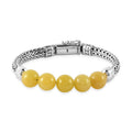 Bali Legacy 44.17 ctw Burmese Yellow Jade Multi Row Tulang Naga Bracelet in Sterling Silver (6.50 In) - Sticky add to cart bar