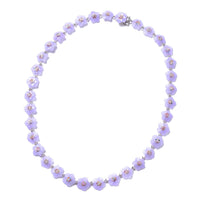 JARDIN COLLECTION 116.20 ctw Burmese Purple Jade Carved Flower and Multi Sapphire Necklace 18 Inch in Sterling Silver