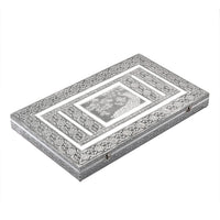 Handcrafted Peacock Embossed Oxidized Aluminum Large Jewelry Box (22""x13""x2"")