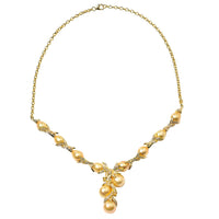 1.67 ctw South Sea Golden Cultured Pearl 10-11mm and Multi Gemstone Y Vine Necklace 20 Inch in Vermeil YG Over Sterling Silver 24.35 Grams