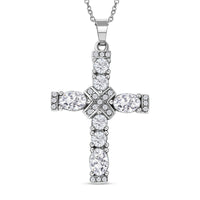 Simulated Diamond and Austrian Crystal Pendant Necklace 20 Inch in Stainless Steel