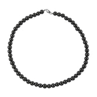 195 ctw Shungite 8mm Beaded Necklace 18 Inch in Dark Silvertone