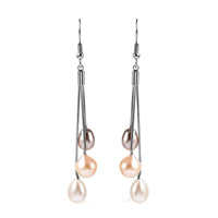 Freshwater Multi Color Pearl (7-9 mm) Drop Earrings in Stainless Steel