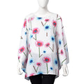 White, Multi Color Daisy Floral Pattern Blouse with Lace Trim (Viscose, One Size Fits Most) - Sticky add to cart bar
