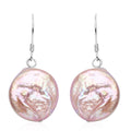 Purple Coin Keshi Pearl Dangle Earrings in Sterling Silver - Sticky add to cart bar