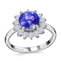 Appraised RHAPSODY 950 Platinum AAAA Tanzanite and E-F VS2 Diamond Sunburst Ring 5.65 Grams 2.75 ctw - Sticky add to cart bar