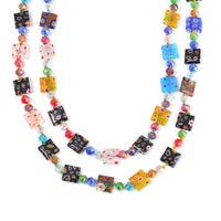 Glass and Multi Color Murano Style Beads Endless Necklace 46 Inch
