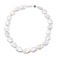 White Organic Shape Keshi Pearl Necklace 20 Inches in Sterling Silver with Magnetic Clasp - Sticky add to cart bar