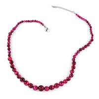 South African Pink Tigers Eye (D) Beaded Necklace 18 Inches in Stainless Steel 155.80 ctw