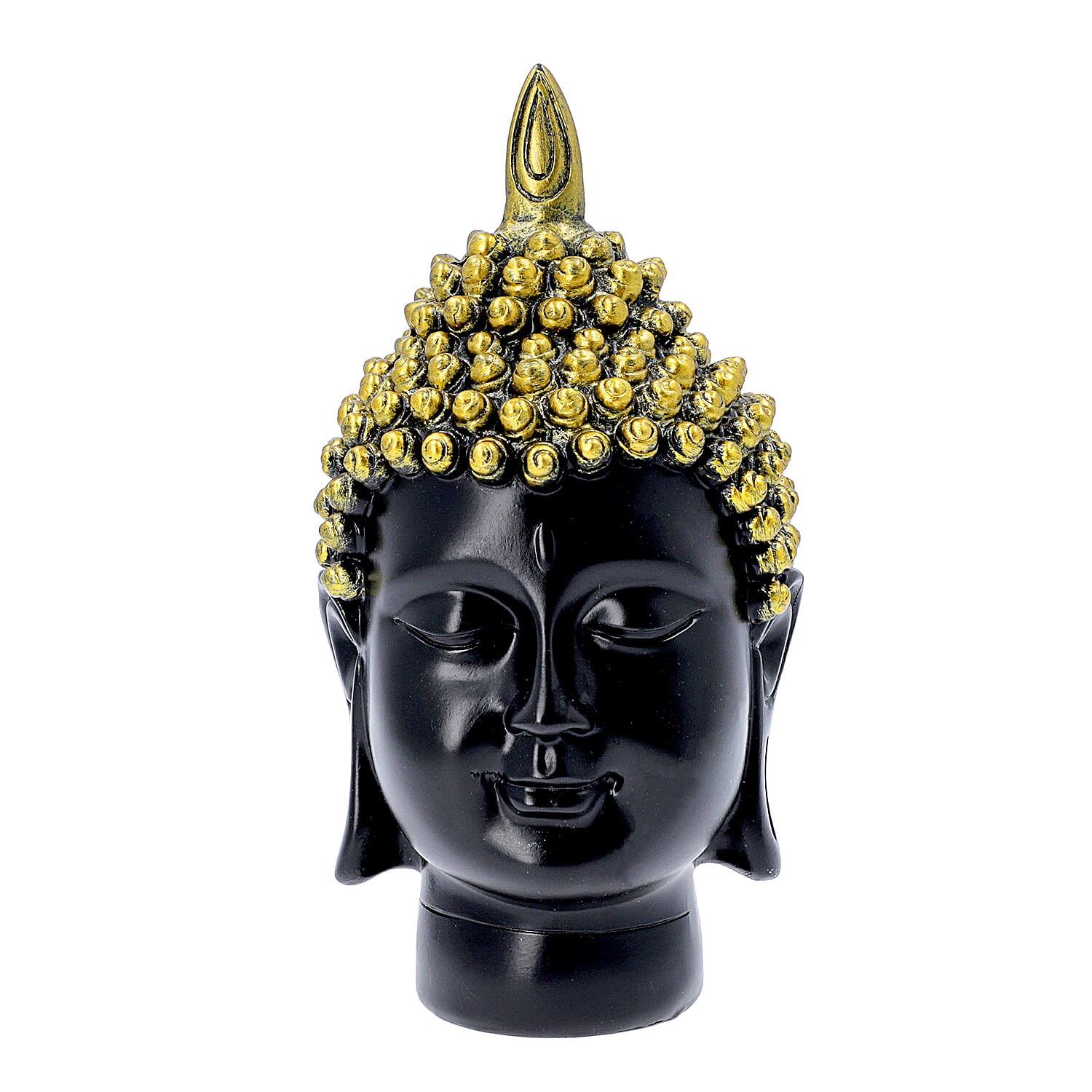 Silver and Black Buddha Head Statue
