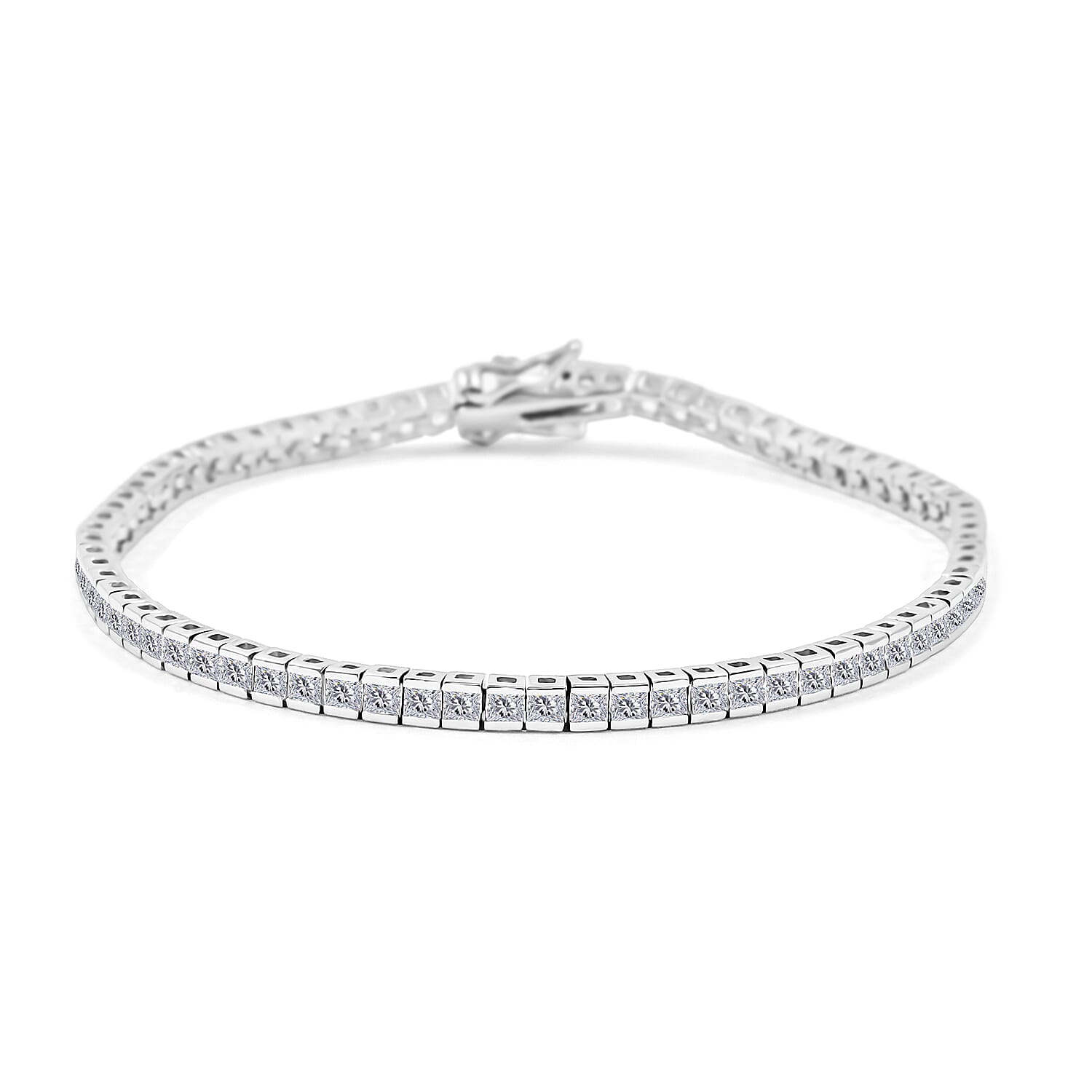 Elanza Simulated Diamond (8.64 Ct) Sterling Silver Bracelet (Size 7.25 In) 8.64 ctw