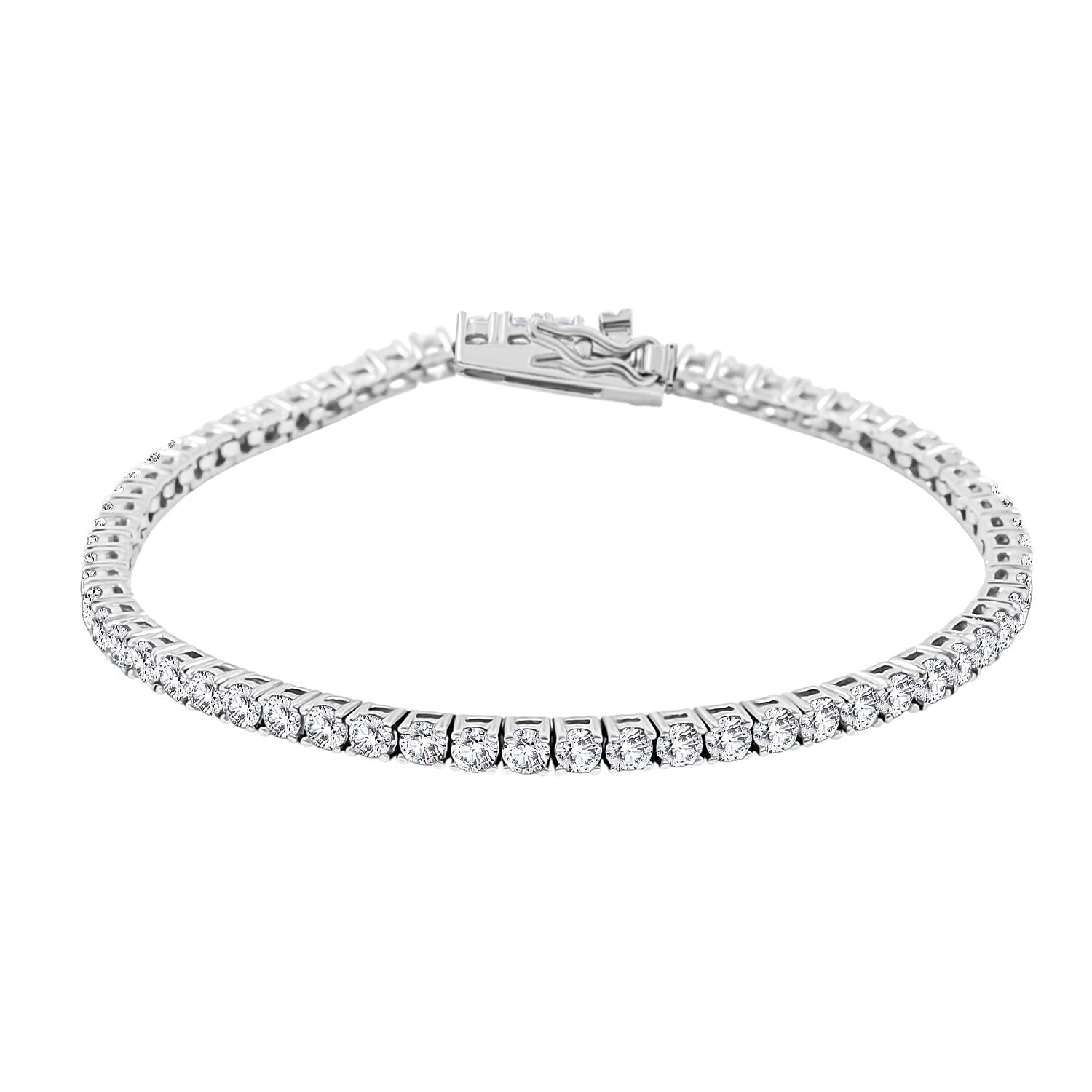 Elanza Simulated Diamond (6.93 Ct) Sterling Silver Bracelet (Size 7.25 In) 6.93 ctw
