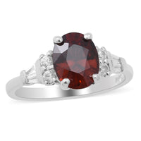 Cambodian Red Zircon, Natural White Zircon Ring in Platinum Over Sterling Silver (Size 7.0) 3.35 ctw