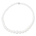 White Shell Pearl Beaded Necklace 20 Inches in Silvertone Magnetic Clasp - Sticky add to cart bar