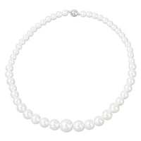 White Shell Pearl Beaded Necklace 20 Inches in Silvertone Magnetic Clasp