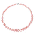 White Shell Pearl Beaded Necklace 20 Inches in Silvertone Magnetic Clasp - Sticky add to cart bar