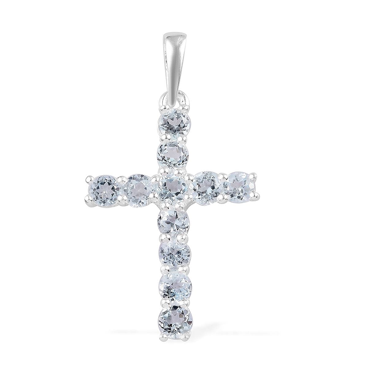 Sky Blue Topaz Cross Pendant in Sterling Silver 1.50 ctw